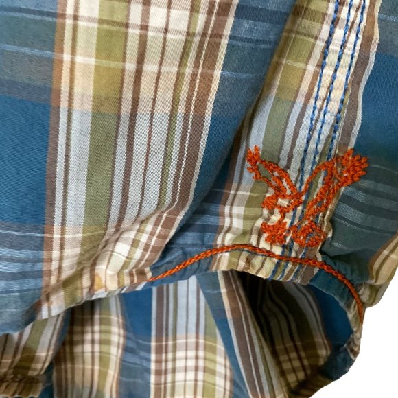 American‎ Eagle Outfitters Mens Pearl Snap Short Sleeve Shirt Size Large Vinyage - Picture 6 of 11